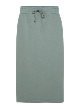 Women's Pastel Green Drawstring Knit Midi Skirt